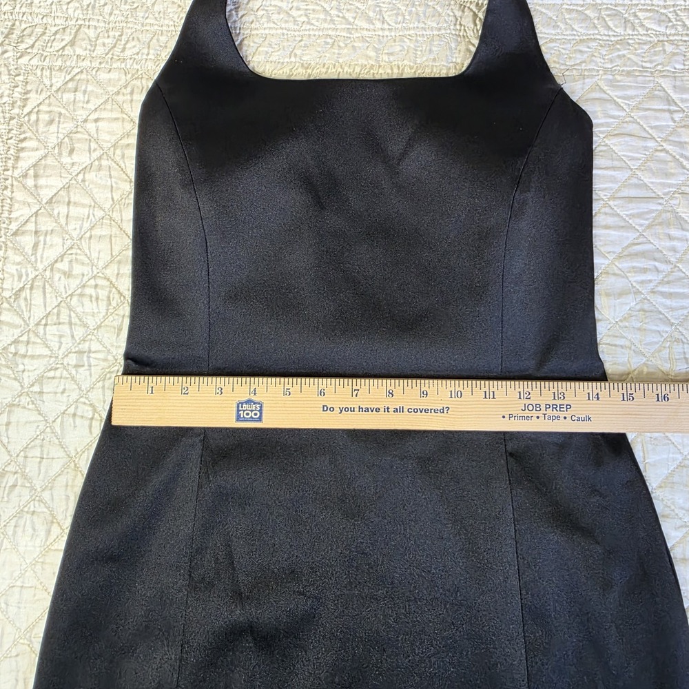 Vintage 90s Laundry Womens Black 8‎ Formal Halter Cocktail Party Dress Slit HOCO - Picture 4 of 15